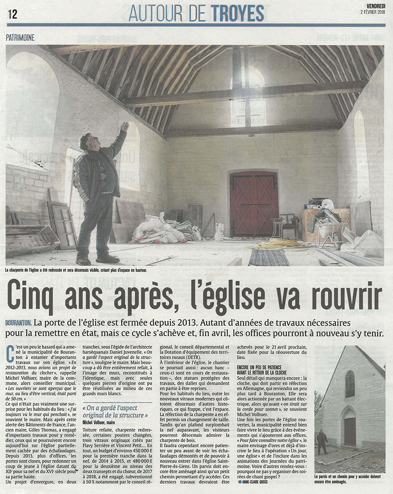 Article Bouranton (Aube) - église St-Pierre - La Sauvegarde de l'Art Français