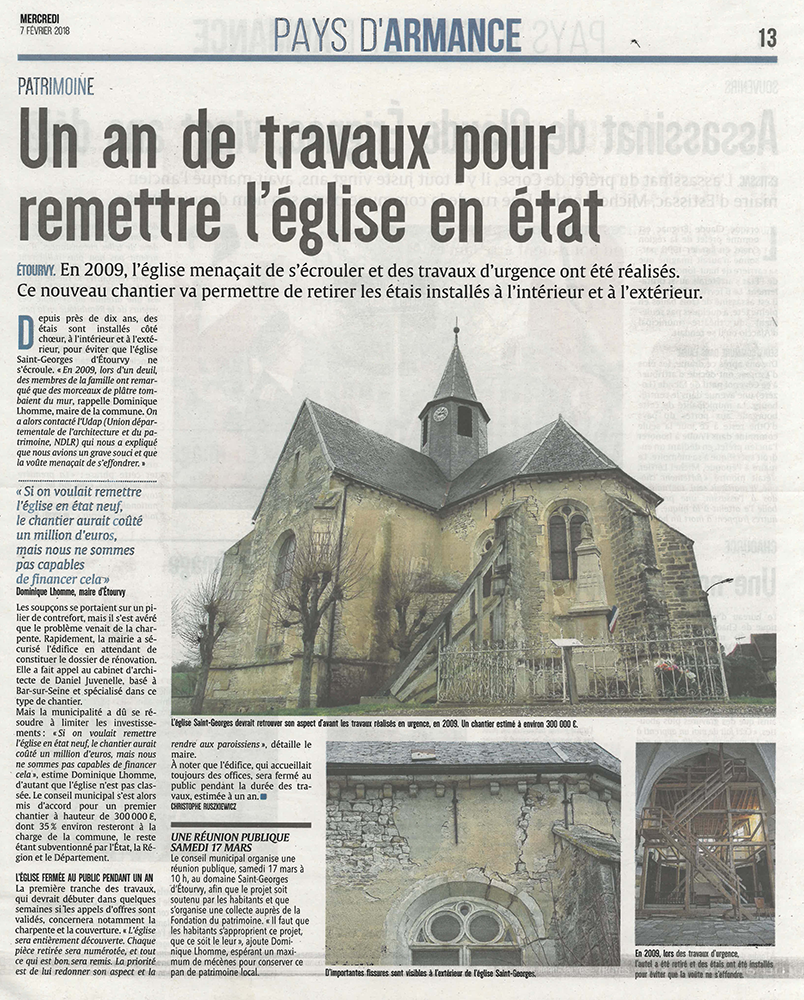Article Etourvy (Aube) - église St-Georges - La Sauvegarde de l'Art Français