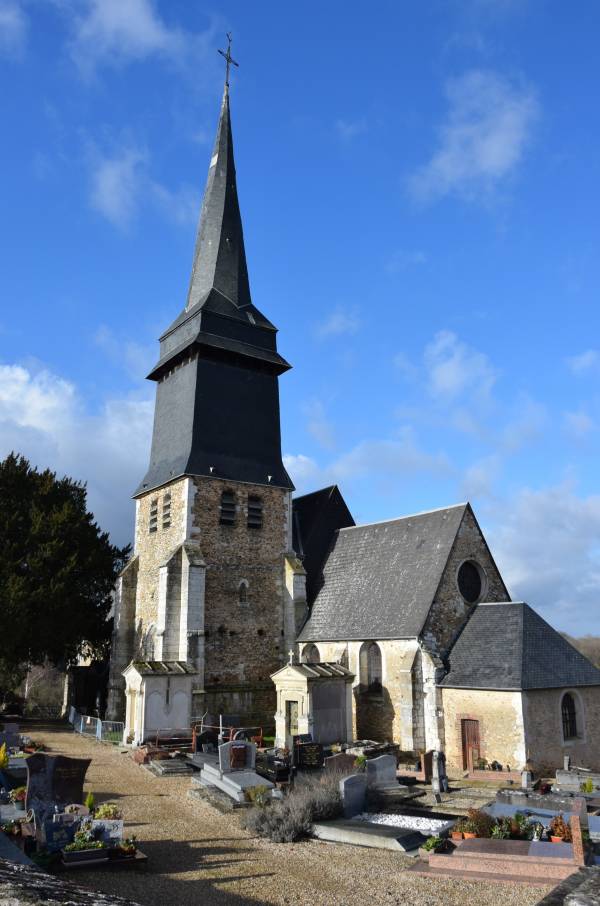 Saint-Aubin-sur-Gaillon (Eure) - Eglise Saint-Aubin - La Sauvegarde de l'Art Français - clocher tors
