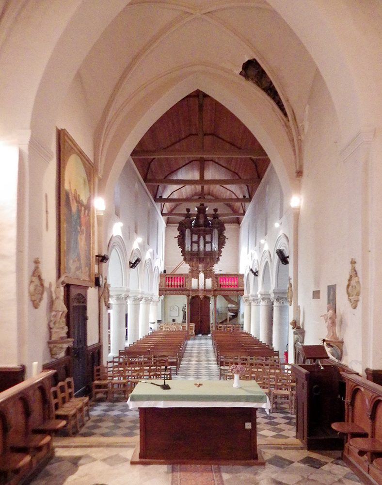 intérieur vers nef Nielles-les-Ardres (62) - église Saint-Pierre - La Sauvegarde de l'Art Français